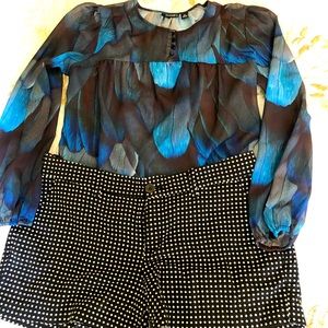 BLUE BLOUSE WITH POKA DOT SHORTS!!